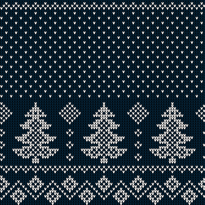 Knitted Christmas Tree Pattern Fabric seamless PBR texture preview