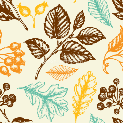 Seamless 3D PBR Texture Featuring Autumn Leaves Illustration in Warm Tones