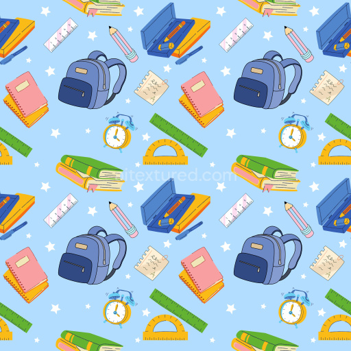 Pattern Bundle - Seamless 3D Pattern PBR Texture with Back to School Motifs and Playful Color Rhythm texture preview