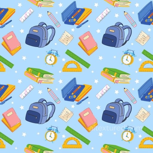 Pattern PBR Texture with Back to School Motifs and Playful Color Rhythm seamless Pattern Bundle PBR texture