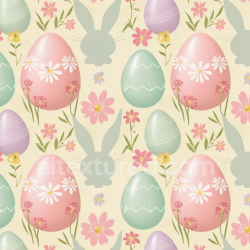 seamless Seamless 3D PBR Texture of Pastel Easter Eggs, Rabbits, and Spring Flowers texture 8k free download PBR