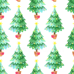 seamless Seamless 3D PBR Texture of Watercolor Christmas Tree Digital Paper with Lights texture 8k free download PBR