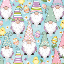 seamless Seamless 3D PBR Texture of Colorful Easter Gnomes and Eggs on Blue texture 8k free download PBR