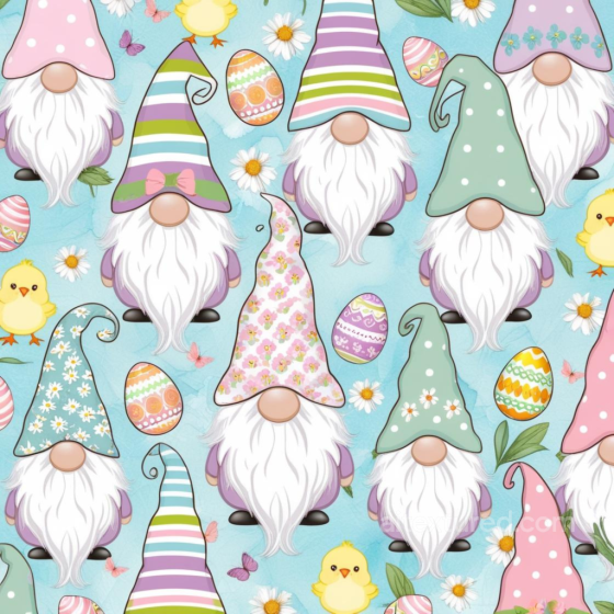 All Easter Digital paper Texture of Colorful Easter Gnomes and Eggs on Blue All Easter Digital paper texture preview