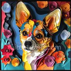 seamless Seamless 3D PBR Texture of Origami Style Chihuahua with Colorful Paper Layers texture 8k free download PBR