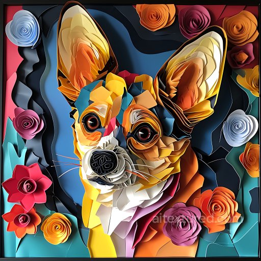 Animal - Seamless 3D PBR Texture of Origami Style Chihuahua with Colorful Paper Layers texture preview