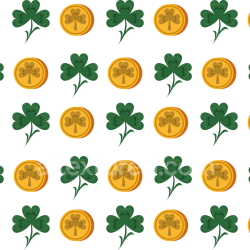 seamless Seamless 3D PBR Texture Featuring Green Shamrocks and Golden Coins texture 8k free download PBR