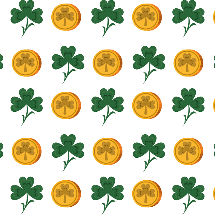 Featuring Green Shamrocks and Golden Coins seamless PBR texture preview