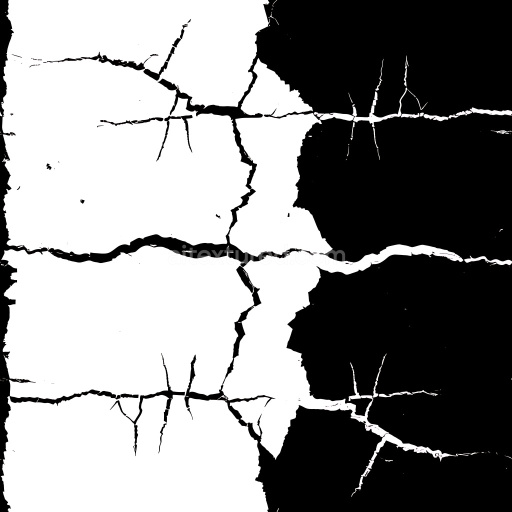 Seamless 3D cracked holes PBR alpha mask texture with high contrast fractures
