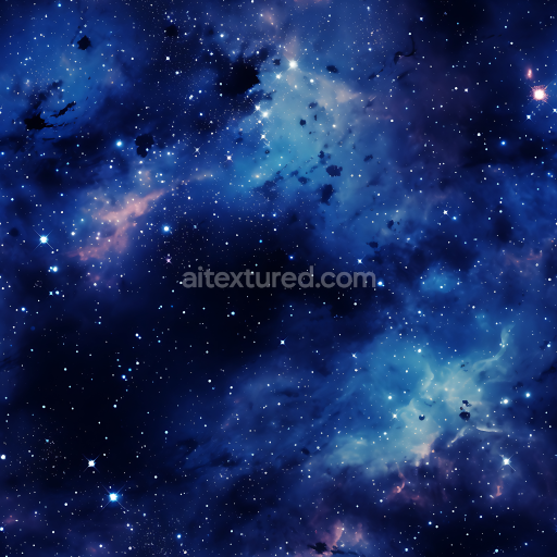 Seamless 3D Space PBR Texture Featuring Detailed Blue Nebula and Starfield