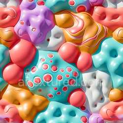seamless Seamless 3D Inflated PBR Texture of Multicolored Puffy Bubble Clusters texture 8k free download PBR