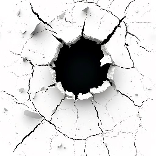 Cracked White Plaster Hole PBR Texture with Jagged Edges seamless Cracked & Holes PBR texture