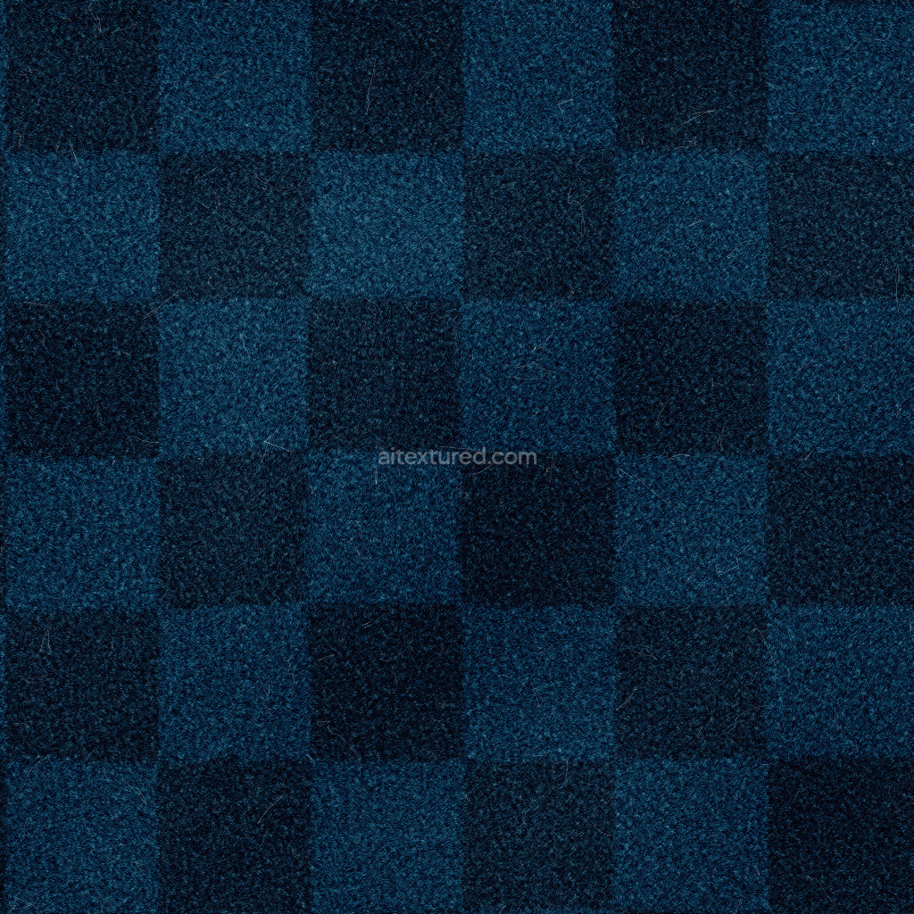 Seamless PBR carpet texture in blue plaid design