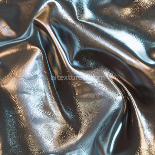 Seamless 3D Glossy Black Synthetic Leather PBR Texture with Fine Wrinkles and Reflective Surface