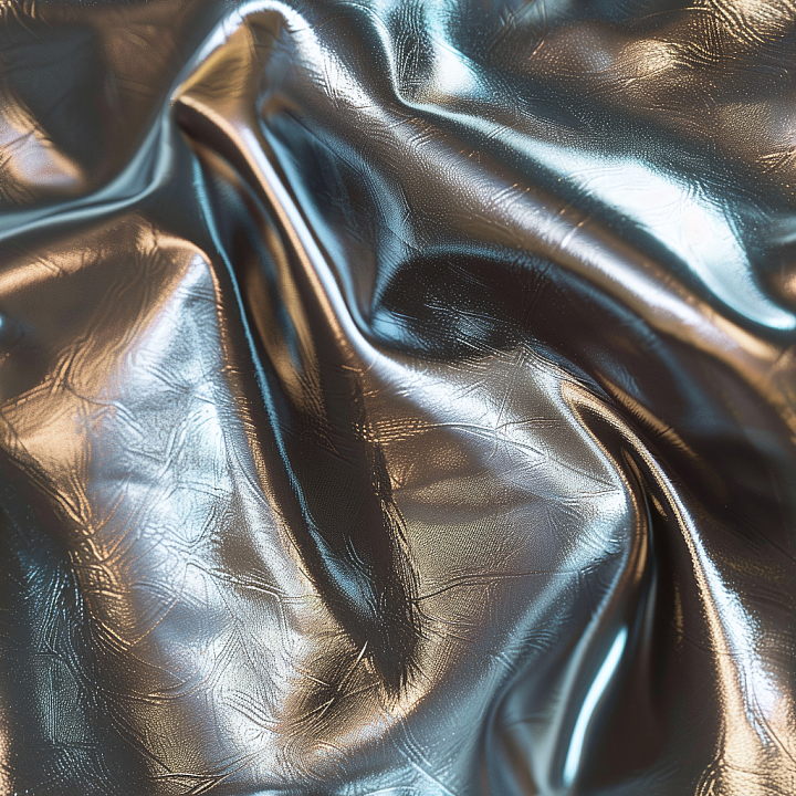Glossy Black Synthetic Leather with Fine Wrinkles and Reflective Surface seamless PBR texture preview