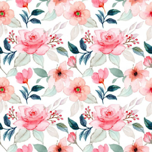 Seamless 3D PBR Texture of Pink Flower Watercolor Floral Pattern