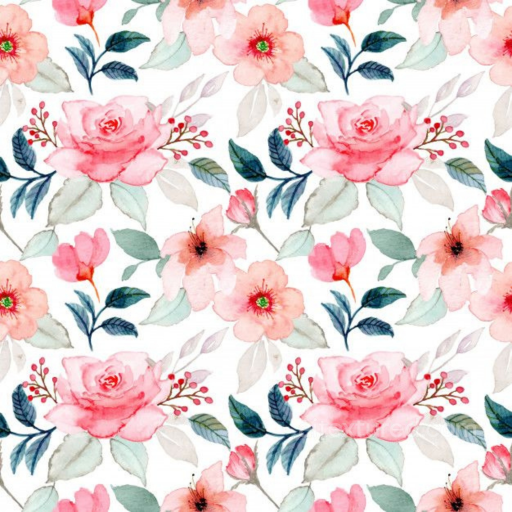 Pink Flower Watercolor Floral Pattern Seamless Texture seamless Pink Flower PBR texture