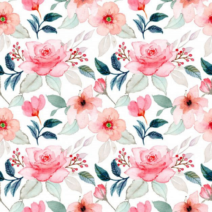 Pink Flower Watercolor Floral Pattern seamless PBR texture preview