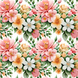 seamless Seamless 3D PBR Floral Texture Featuring Soft Pastel Blooms and Greenery texture 8k free download PBR