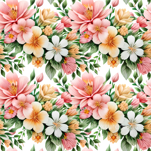 Floral Texture Featuring Soft Pastel Blooms and Greenery seamless Floral PBR texture