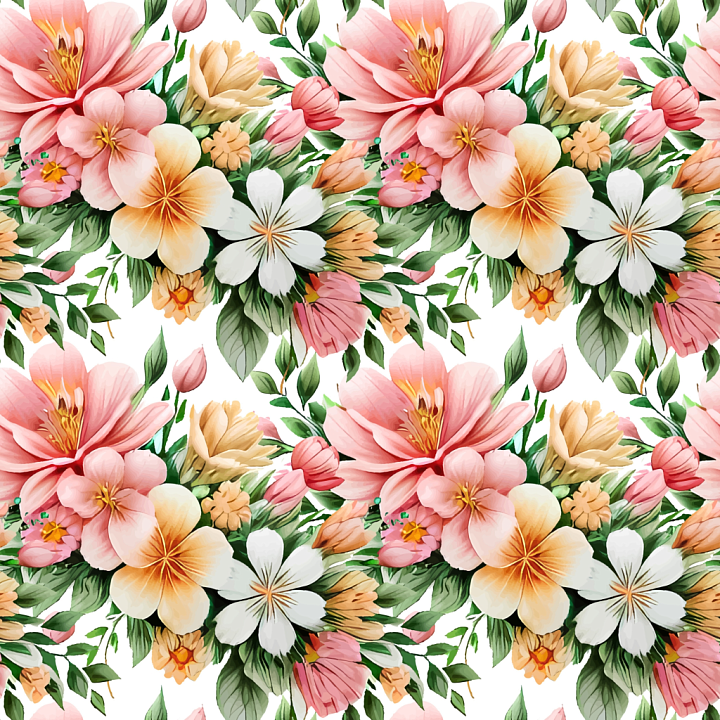 Floral Featuring Soft Pastel Blooms and Greenery seamless PBR texture preview