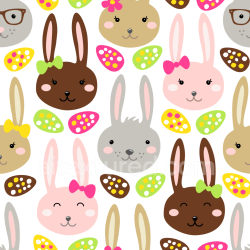 seamless Seamless 3D PBR Texture with Colorful Easter Bunny Faces and Decorative Eggs texture 8k free download PBR