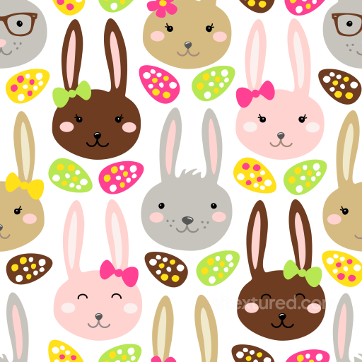 with Colorful Easter Bunny Faces and Decorative Eggs seamless All Easter Digital paper PBR texture