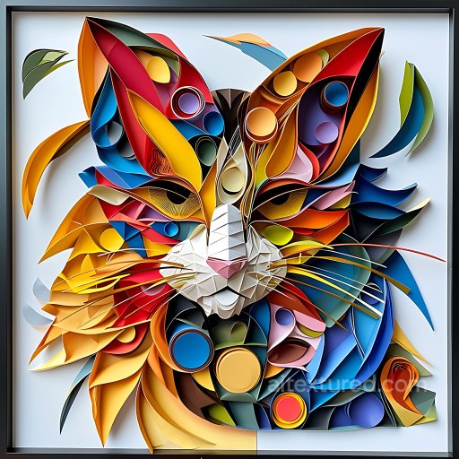 Animal - Seamless 3D PBR Texture Featuring Colorful Origami-Style Cat Face Pattern texture preview