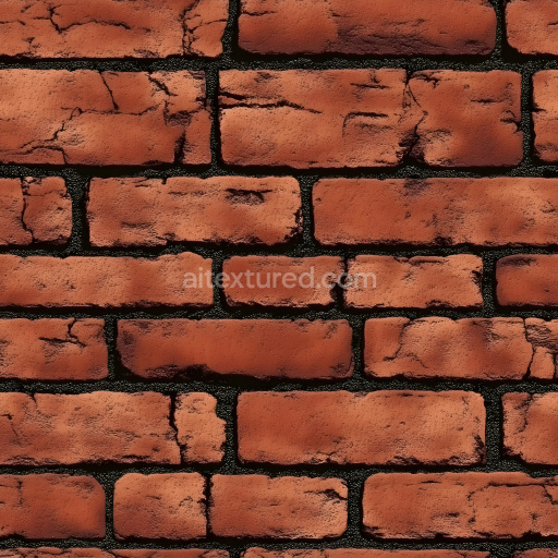 Seamless 3D Cracked Red Brick Wall PBR Texture with Detailed Weathering