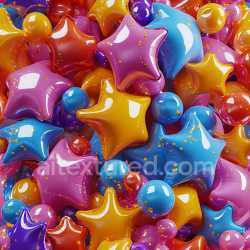 seamless Seamless 3D Inflated PBR Texture Featuring Multicolored Star and Bubble Vinyl Shapes texture 8k free download PBR
