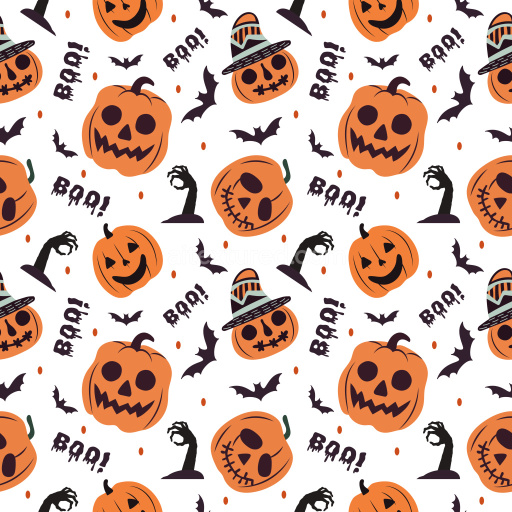 Pattern Bundle - Seamless 3D Halloween Pumpkin & Bat Pattern PBR Texture with Cartoonish Spooky Motifs texture preview