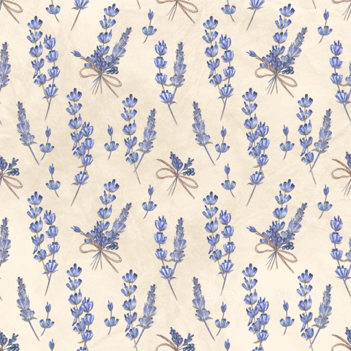 Featuring Blue Lavender Sprigs on Beige Watercolor Background seamless Flower PBR texture