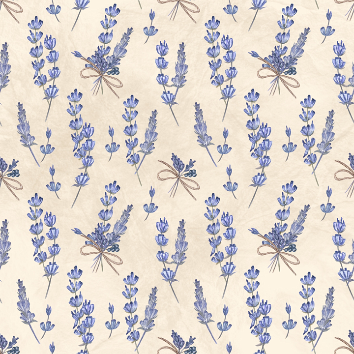 Featuring Blue Lavender Sprigs on Beige Watercolor Background seamless PBR texture preview
