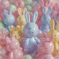 seamless Seamless 3D Inflated Vinyl Bunny Toys PBR Texture with Glossy Pastel Colors texture 8k free download PBR