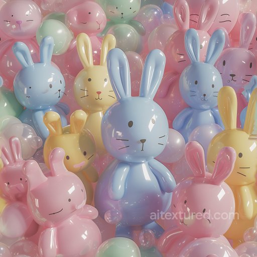 Inflated Vinyl Bunny Toy PBR Texture in Pastel Colors seamless Inflated PBR texture