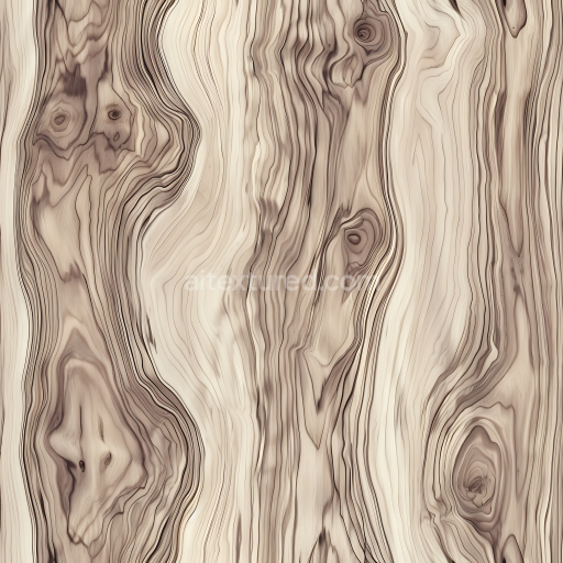 Seamless 3D Light Burl Wood PBR Texture Featuring Knots and Fine Grain Lines