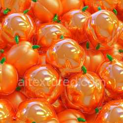 seamless Seamless 3D Inflated PBR Texture Featuring Glossy Orange Vinyl Bubbles with Green Stems texture 8k free download PBR