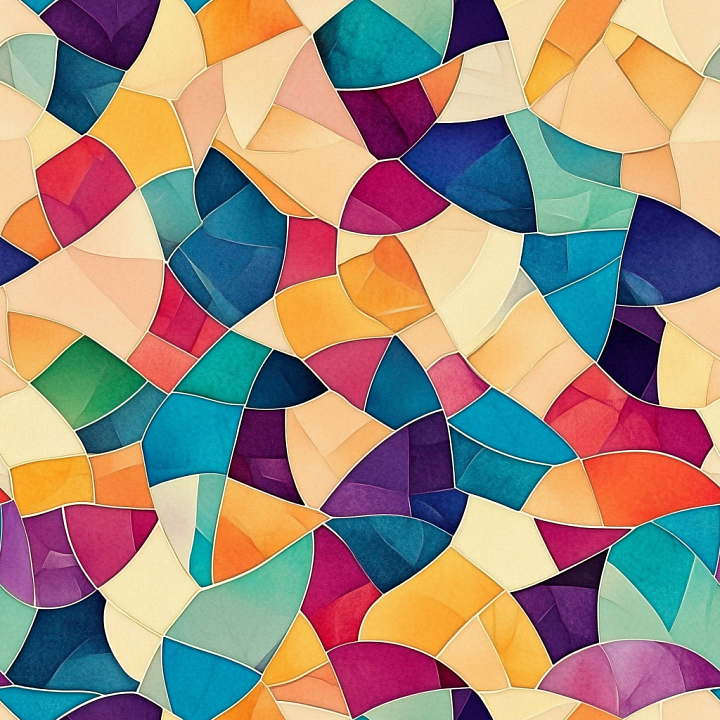 Mosaic Featuring Vibrant Irregular Ceramic Tiles seamless PBR texture preview