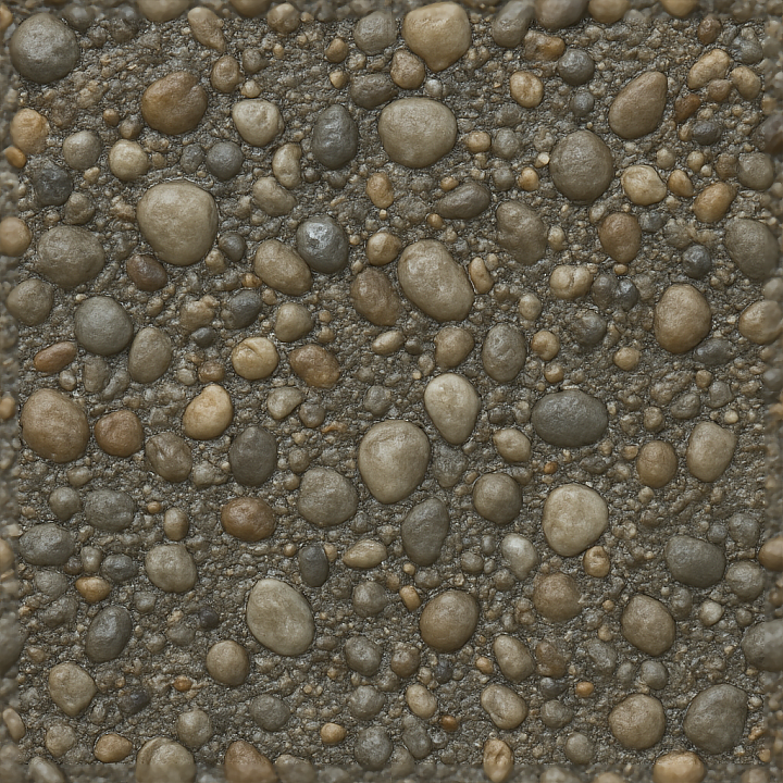 Of Wet Gravel With Rounded Stones And Gravel Aggregates seamless PBR texture preview
