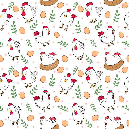 Pattern Bundle - Seamless 3D Pattern PBR Texture Featuring Playful Cartoon Chickens and Eggs texture preview