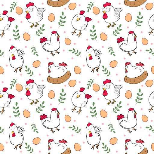 Pattern PBR Texture Featuring Playful Cartoon Chickens and Eggs seamless Pattern Bundle PBR texture