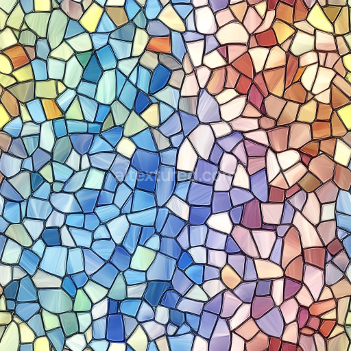 Seamless 3D Colorful Irregular Glass Mosaic PBR Texture with Shiny Finish texture preview