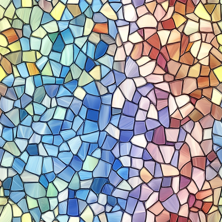 Colorful Irregular Glass Mosaic with Shiny Finish seamless PBR texture preview