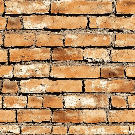 Aged Cracked Orange Brick Wall Seamless Texture with Rough Mortar seamless Brick PBR texture