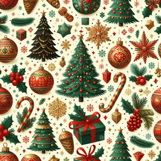Christmas Vintage Texture of Vintage Christmas Fabric Pattern with Ornaments Christmas vintage texture preview