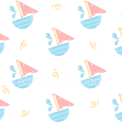 seamless Seamless 3D PBR Texture with Colorful Baby Boy Cartoon Sailboats and Water Drops texture 8k free download PBR