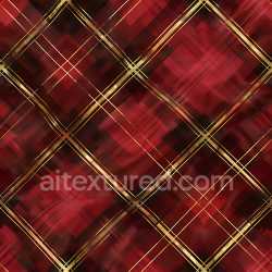 seamless Seamless 3D PBR Plaid Fabric Texture in Red with Gold Accents texture 8k free download PBR