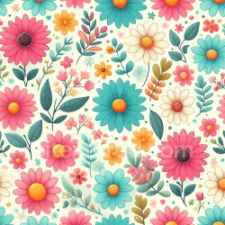 seamless Seamless 3D PBR Floral Pattern Texture with Bright Tropical Flowers texture 8k free download PBR