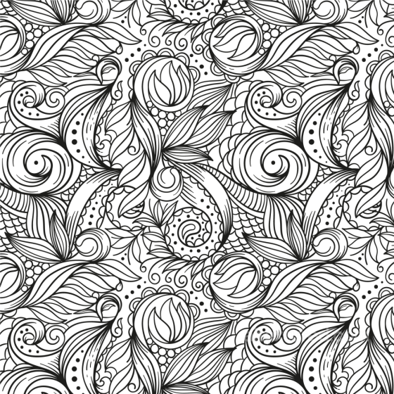 with Stylized Black and White Floral Line Art White & Black texture preview