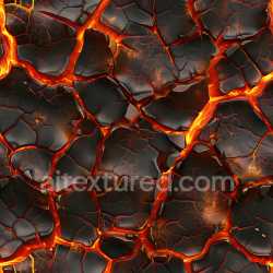 seamless Seamless 3D Cracked Volcanic Lava Rock PBR Texture with Glowing Fissures texture 8k free download PBR